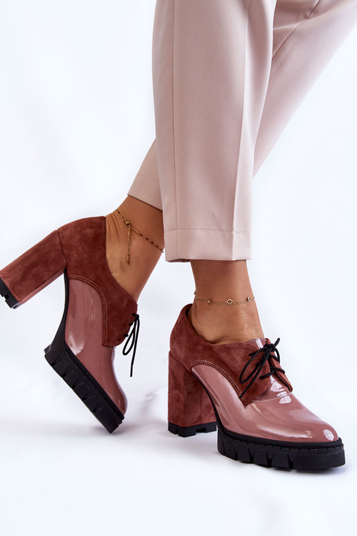 Модні замшеві та лаковані чоботи на платформі Carisa рожевого кольору