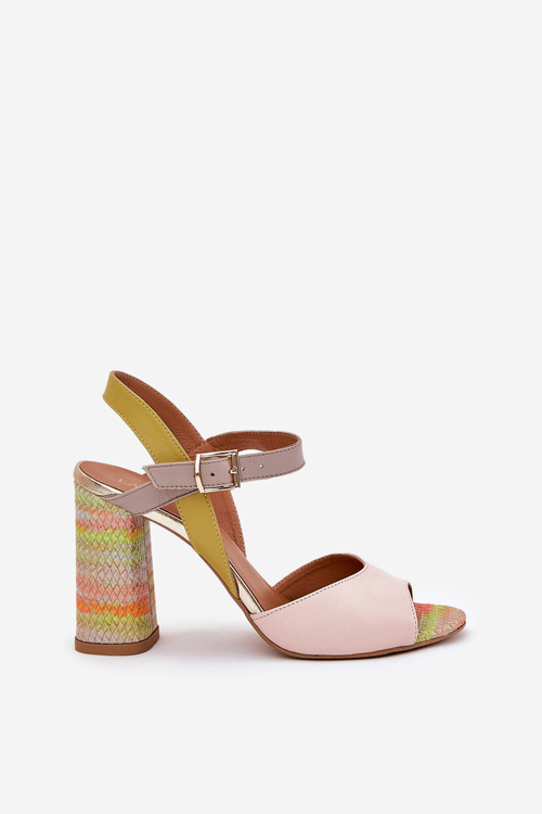Шкіряні Елегантні Сандалі на Каблуку Laura Messi 2136 Багатоколірні