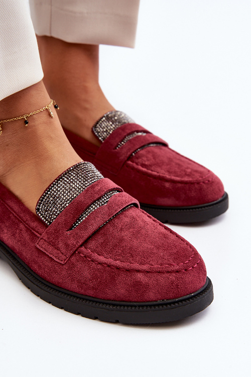Жіночі прикрашені мокасини бордового кольору Dananei