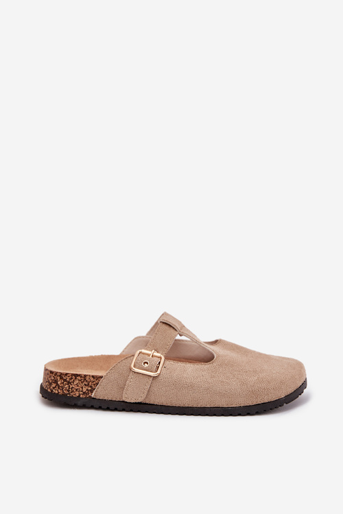 Жіночі Слайдери З Золотою Пряжкою Бежеві Lirina