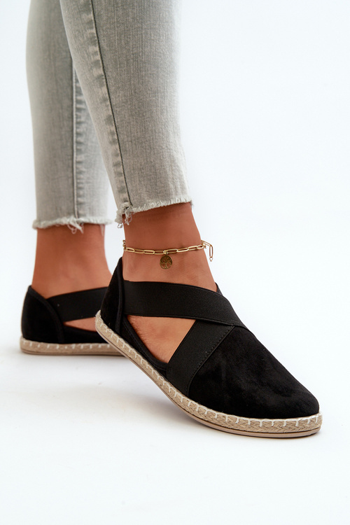 Жіночі еспадрільї на еластичних бретелях Еко-замша Чорна Федрана