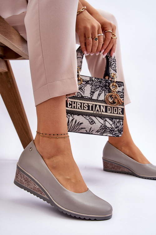 Класичні туфлі на танкетці Grey Graysen