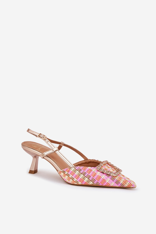 Туфлі На Каблуку З Декорацією Та Відкритим Каблуком Шампанське Teminora