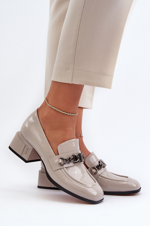 Сірі лаковані туфлі на каблуці S.Barski MR38-960