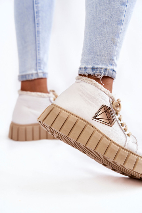 Шкіряне спортивне взуття на зав'язках Біле взуття Lewski 3252 / N