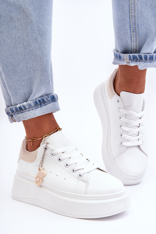 Жіноче спортивне взуття на масивній платформі біло-бежевий Mariell