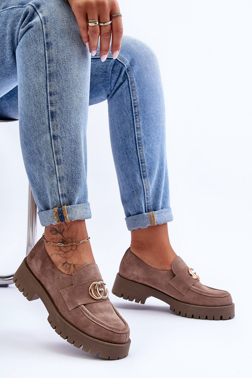 Жіночі замшеві напівчоботи з темно-бежевим орнаментом Rosefalls