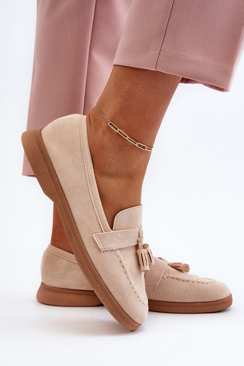 Жіночі замшеві мокасини бежеві Dansitu