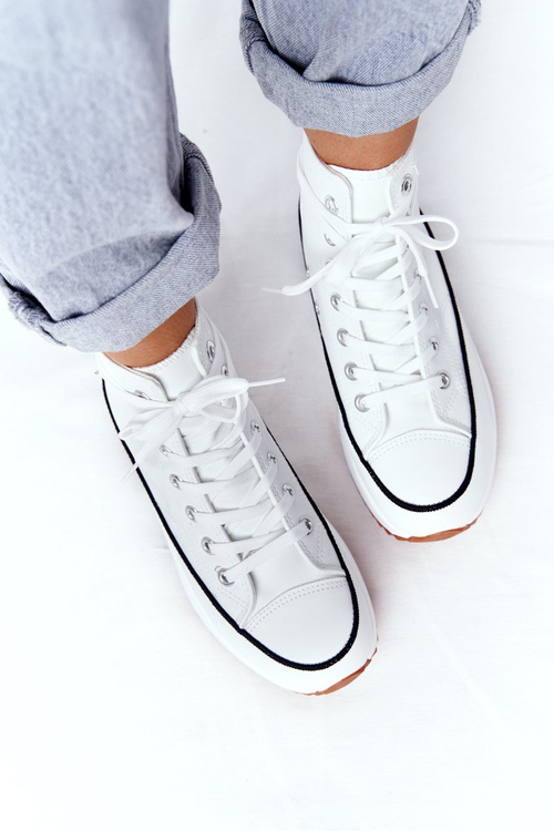 Жіночі шкіряні кросівки на платформі білі Coachella