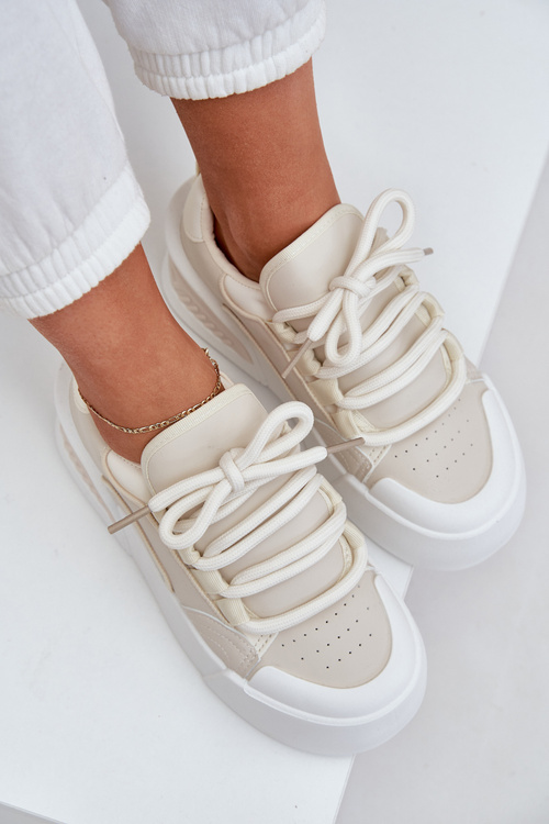 Жіночі Кросівки З Грубої Шнурівкою На Платформі Бежеві Лалома