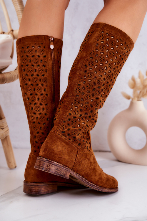 Ажурні замшеві високі чоботи Camel Darnell