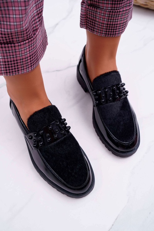 Жіночі польські лаковані сліпони чорні Delicious