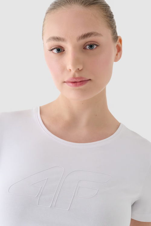 Жіноча футболка з принтом 4F біла 4FWMM00TTSHF1846-10S
