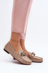 Жіночі шкіряні мокасини з декором Laura Messi 2761 Beige