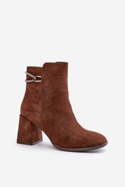 Теплі жіночі ботильйони на каблуці Еко Замшеві темно-зелені Saivia