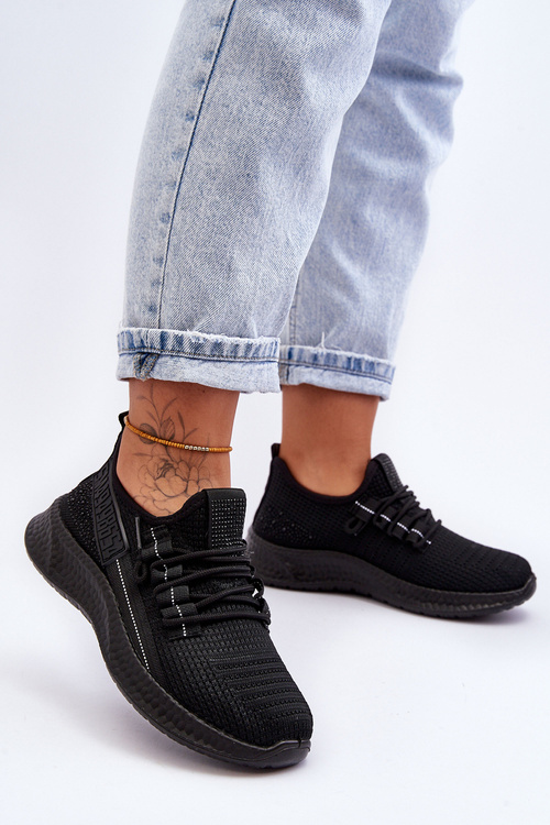 Жіноче спортивне взуття без шнурівки Чорне Тримай мене!