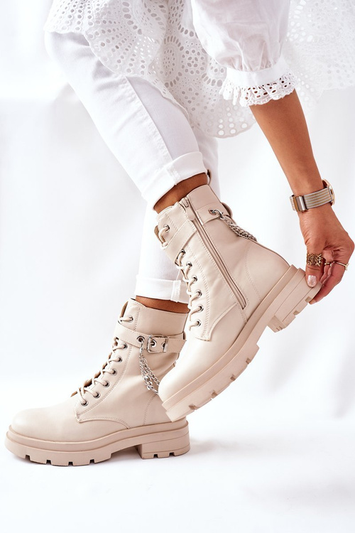 Високі чоботи на масивній платформі Бежеві Чикаго