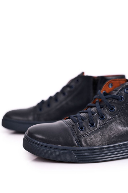 Чоловічі шкіряні кросівки BEDNAREK темно-сині