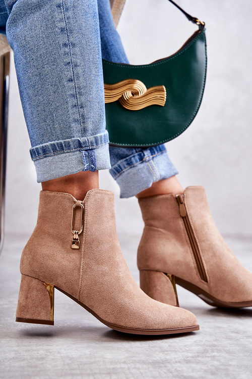 замшеві чоботи на пості з декором Beige Erine