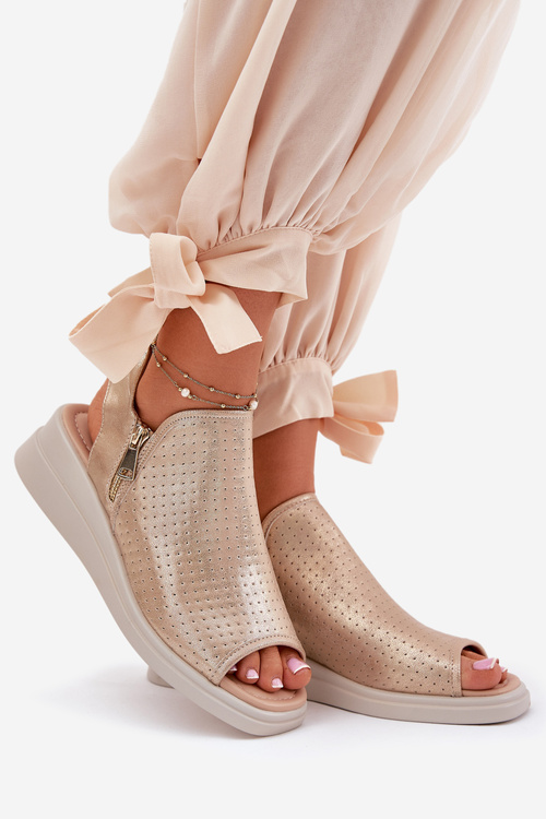 Жіночі Сандалі На Танкетці Золоті Mevinette