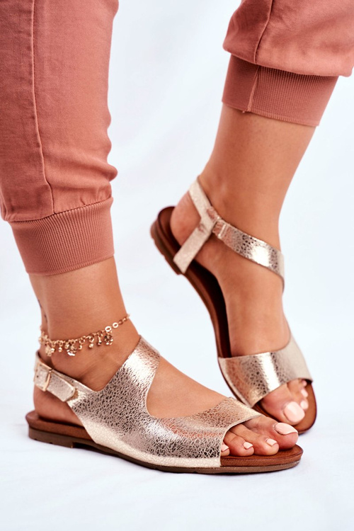 Жіночі босоніжки Laura Mess 1116 Polish Leather Snake Gold Vollare