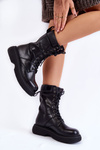 Жіночі шкіряні черевики на шнурівці Чорні Passione