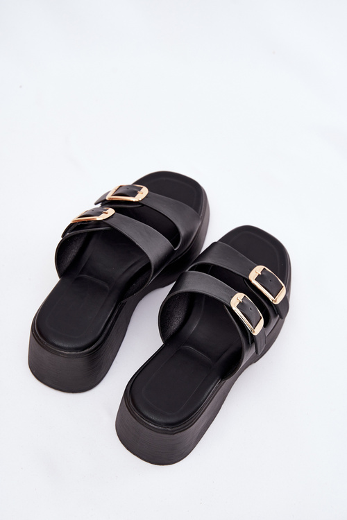 Жіночі Сандалі На Каблуку І Платформі З Пряжками Чорні Nitarelia