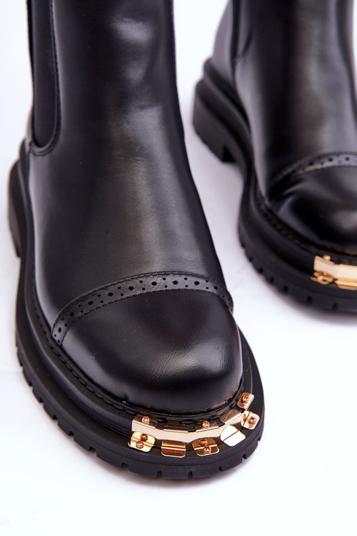 Жіночі шкіряні ботильйони чорного кольору Nialee