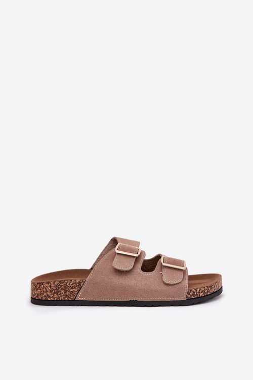 Жіночі сандалі зі золотими пряжками та швами хакі Lunera