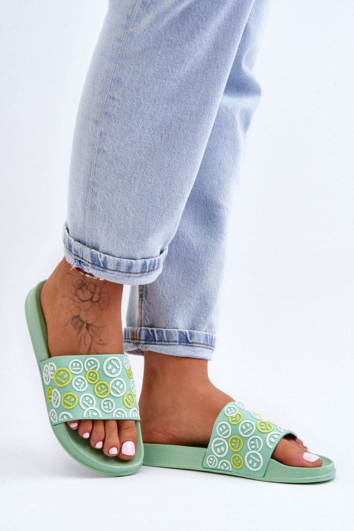 Жіночі тапочки зі смайлами Green Cosette