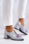Лаковані шкіряні гладкі туфлі з декором сірий Delaver