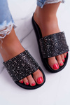 Жіночі шльопанці з цирконієм чорні XTI 48821