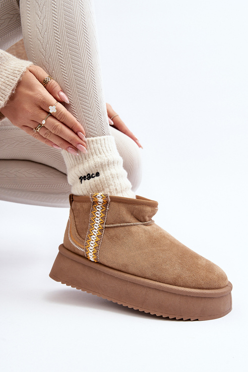 Снігові черевики на платформі зі світло-коричневим візерунком Udra