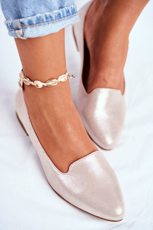 Жіночі балетки Sergio Leone Beige and Gold BL610