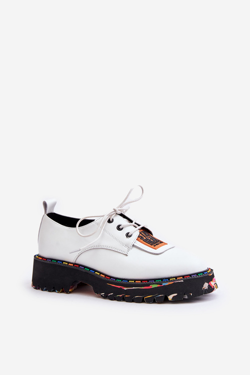 Шкіряні жіночі туфлі на шнурівці Artiker Білі 55C0500