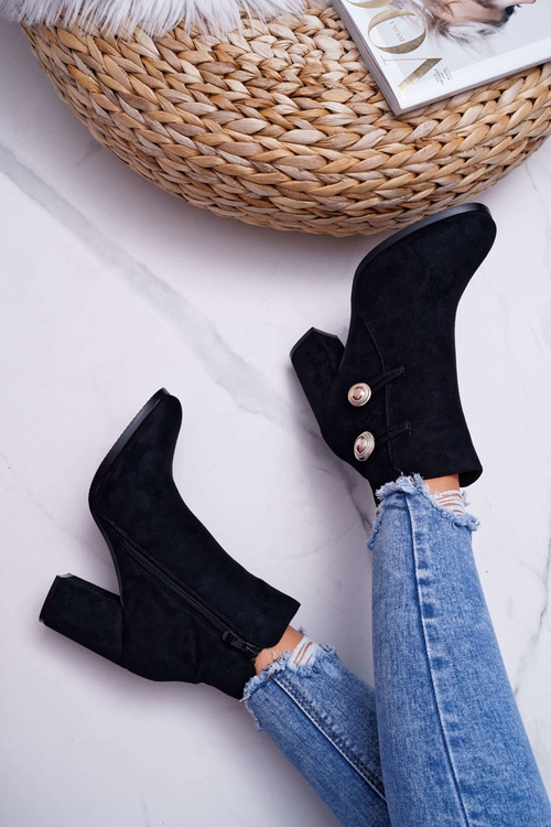 Жіночі замшеві черевики на шпильці чорні Barski 73-2