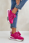 Замшеві жіночі кросівки на платформі з товстою шнурівкою кольору фуксії Artiker 55C0086