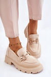 Жіночі замшеві туфлі на платформі бежеві Deira