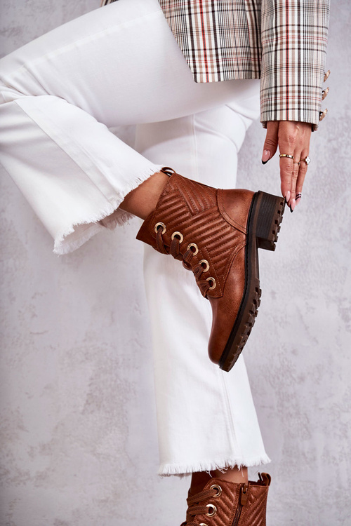 Шкіряні стьобані черевики з утеплюючим коричневим кольором Torino