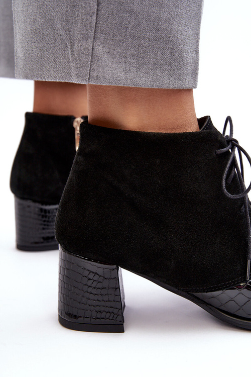 Чоботи жіночі на низькому каблуці Чорні Ebba