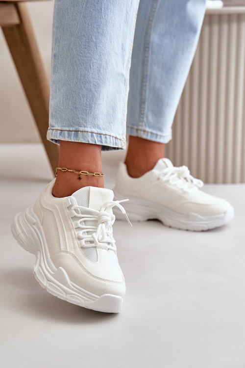 Кросівки жіночі Спортивне взуття на товстій підошві білі Lerila