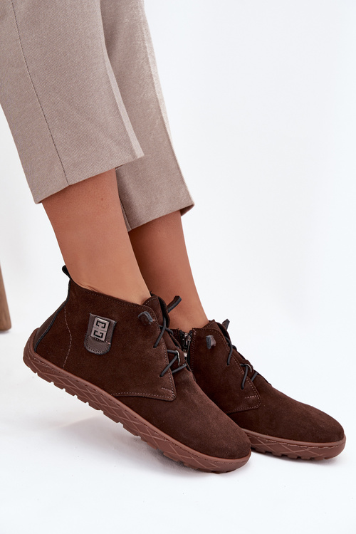 Замшеві жіночі мокасини Barefoot з оздобленням Zazoo 30072 шоколадні