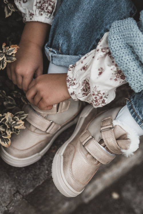 Дитячі теплі черевики на липучці Велика зірка KK374189 Бежево-золотий