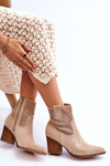 Жіночі замшеві ковбойські чоботи на каблуці бежеві Norvella