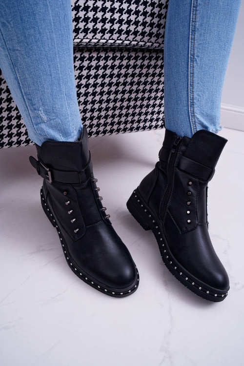 Жіночі чоботи на флісовій підкладці чорні піаніно