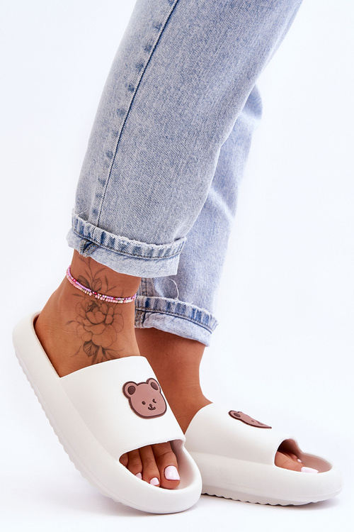 Легкі жіночі поролонові тапочки з ведмедиком Біла Лія