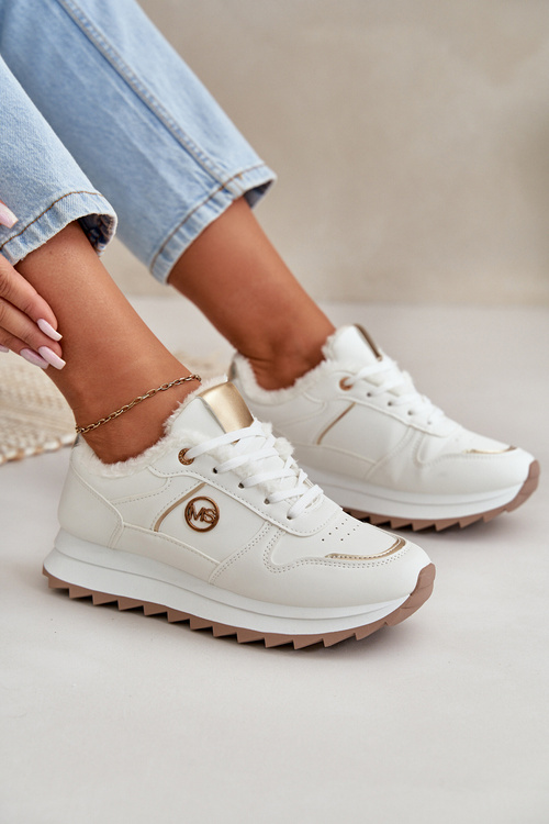 Спортивне взуття з теплою підкладкою на платформі білі Lerisas