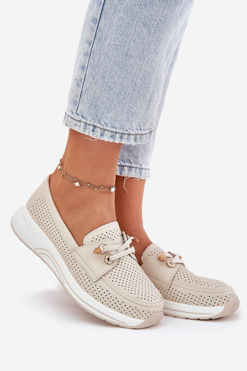 Шкіряні Полуботи З Природної Шкіри На Платформі Artiker 56C2102 Бежеві