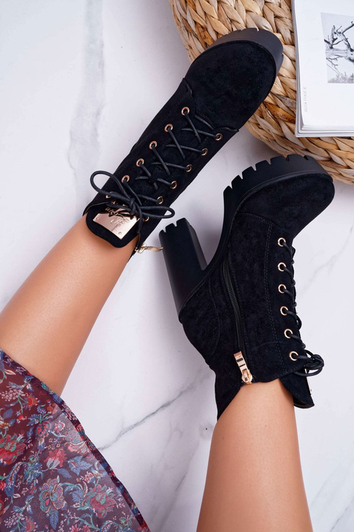 Жіночі високі чоботи чорні замшеві гранж Midow