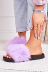 Жіночі тапочки з хутром фіолетового кольору Belmondo